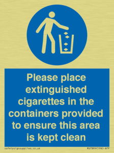 Please place extinguished cigarettes in the containers provided to ensure this area is kept clean